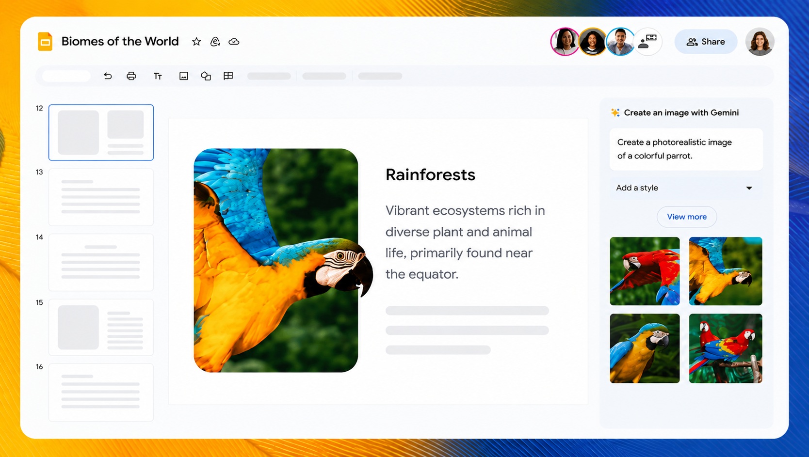 Google Slides Gemini AI - Biomes of the World