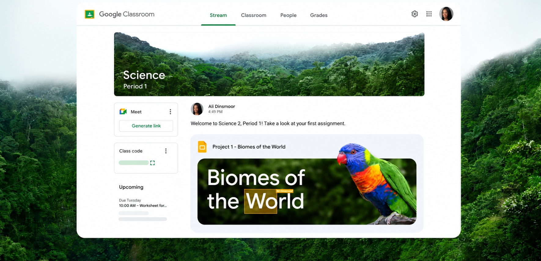 Google Classroom Showcase - Science Period 1
