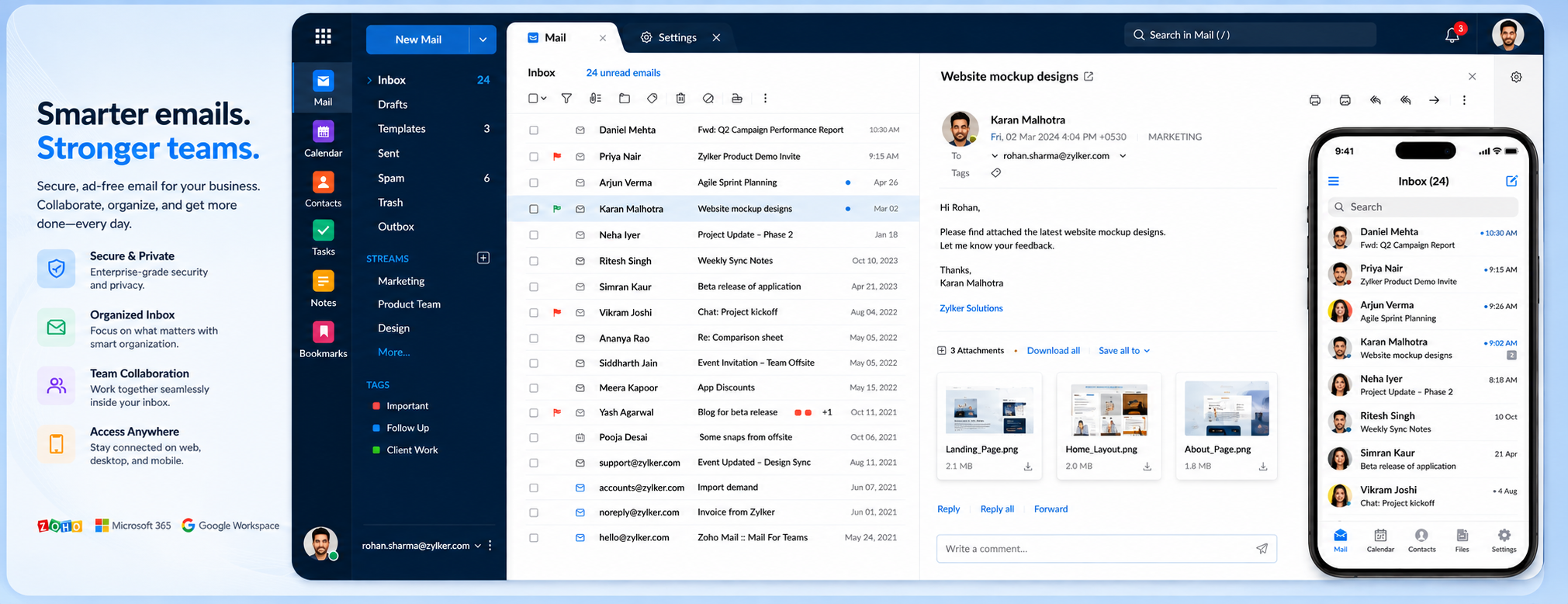 Zoho Mail Interface Showcase
